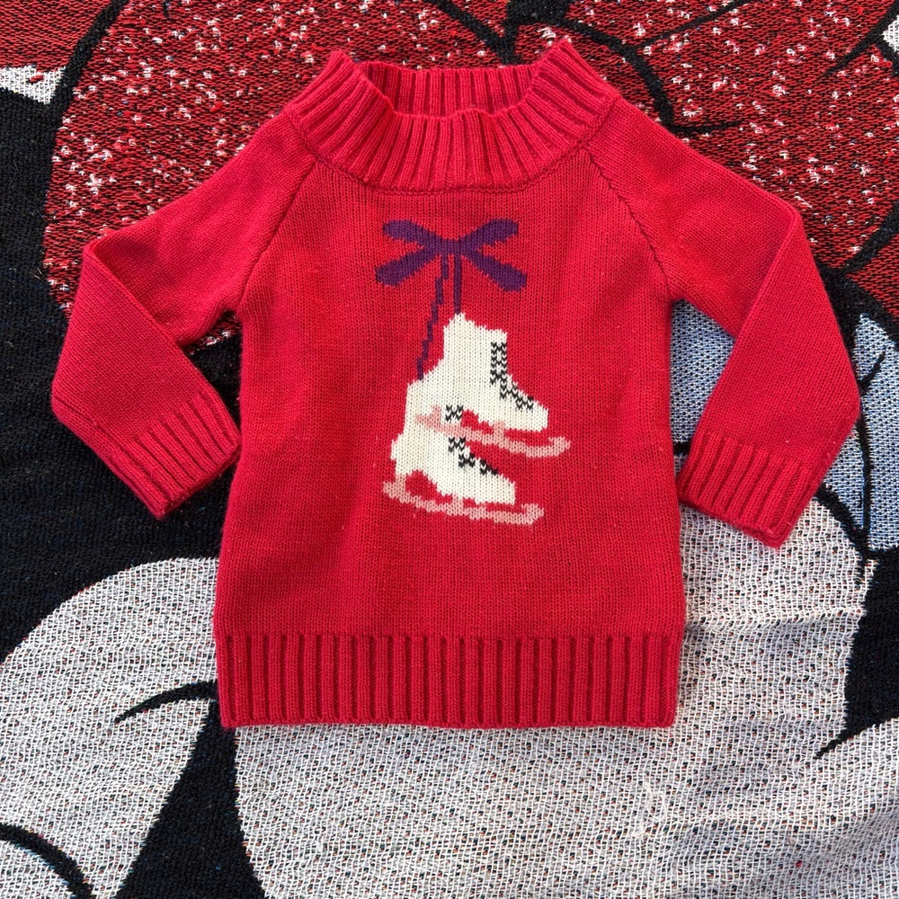 LITTLE MAVEN RED ICE SKATE GRAPHIC SWEATER SIZE 18/24 MONTHS